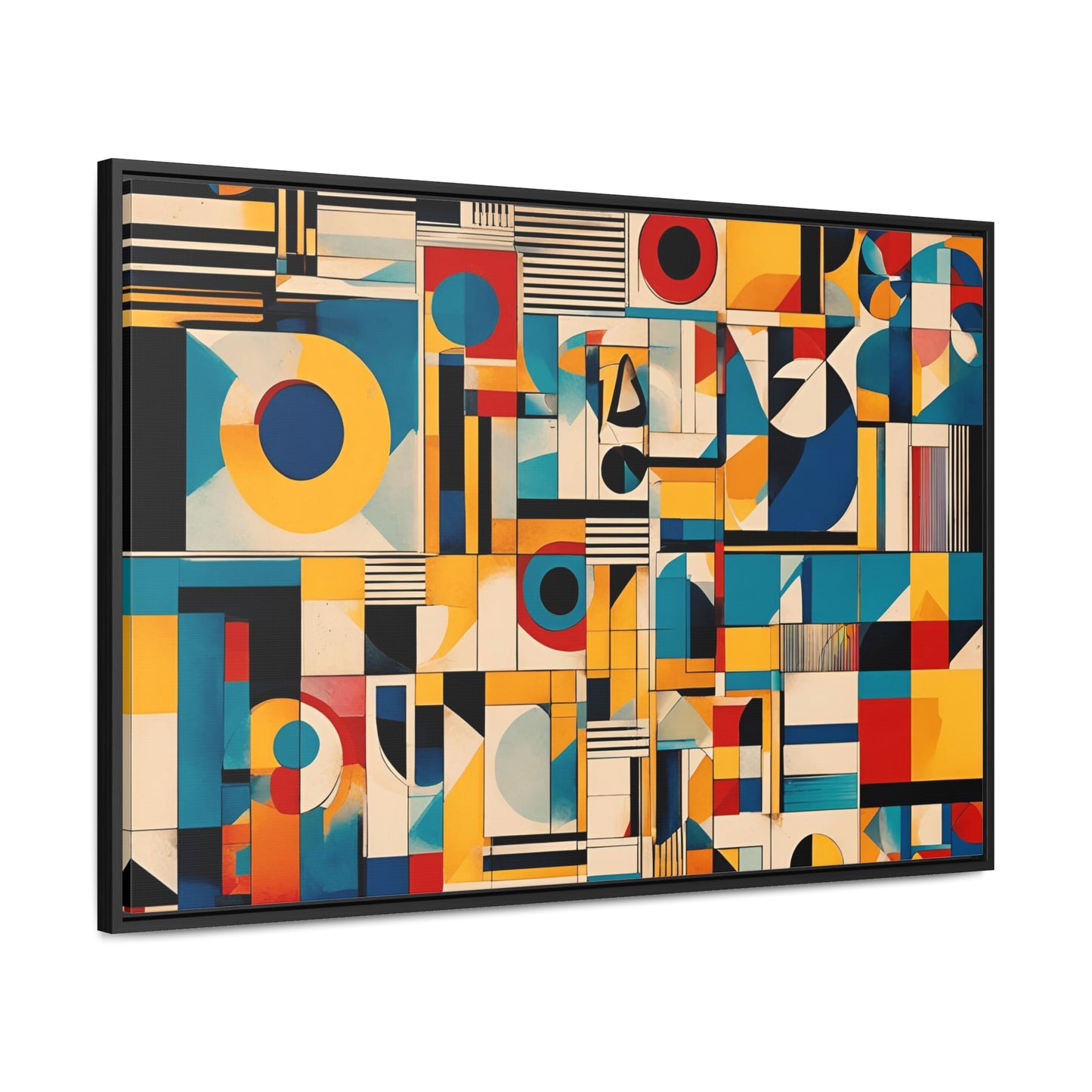 Bold Mid Century Modern Wall Art Print on Canvas in a Floating Frame side view