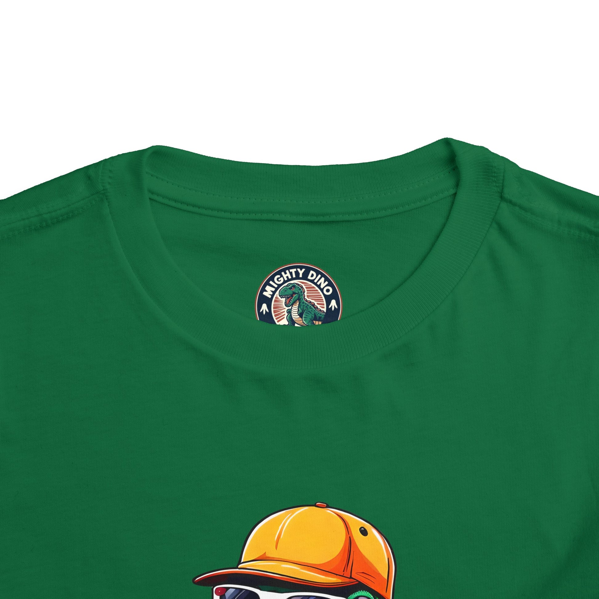 Dino Boy on Skate Board Too Cool For School Toddler Short Sleeve Tee Kelly Green Label