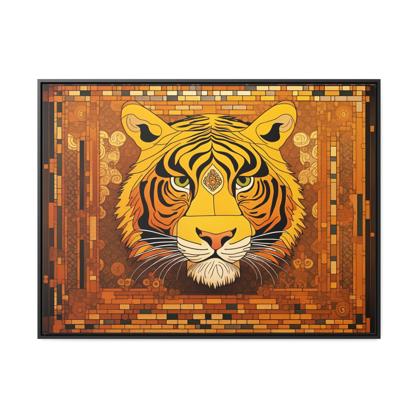 Tiger Head in the Style of Gustav Klimt Print on Canvas in a Floating Frame 40x30