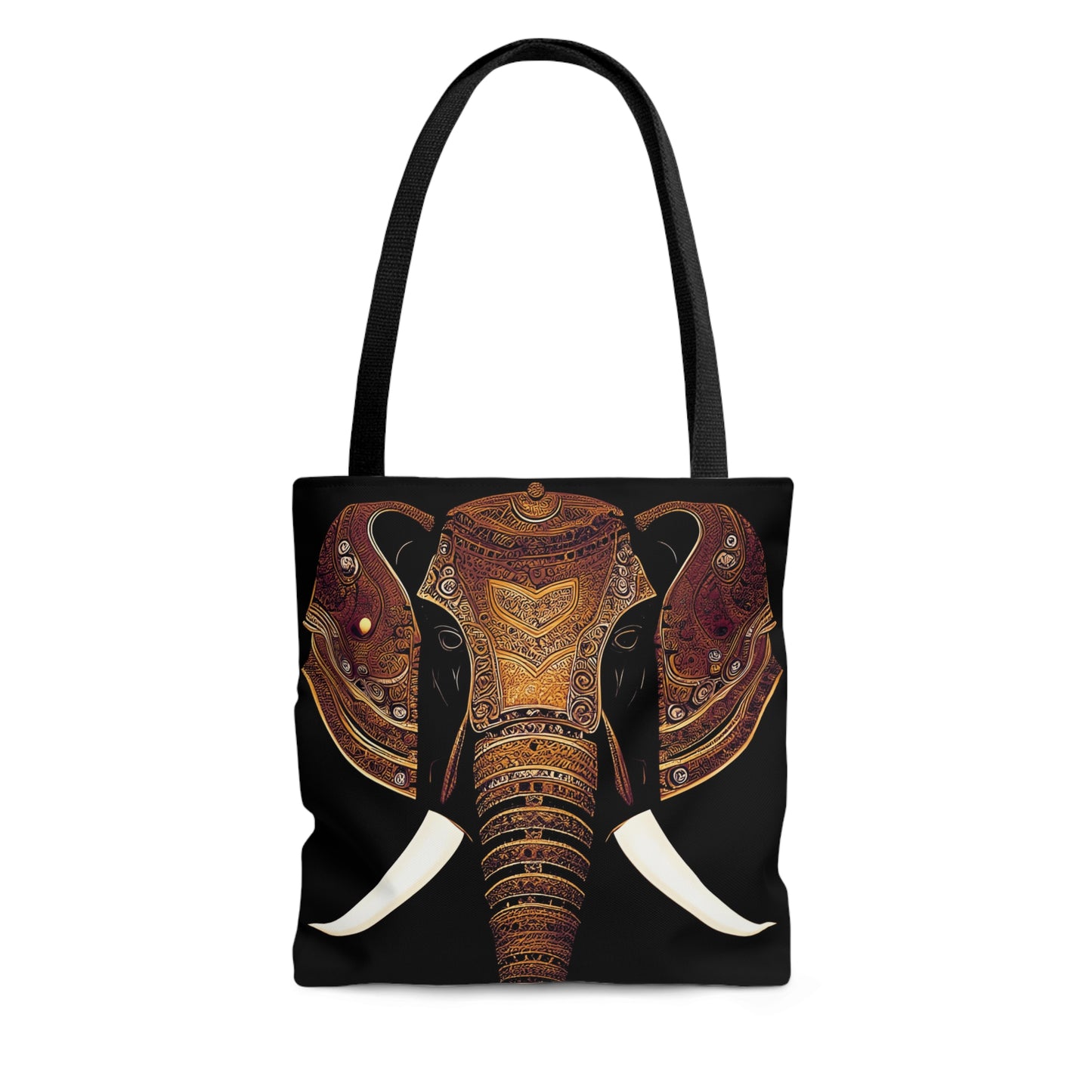 Elephant Themed Bags and Travel Accessories - Indian Elephant Head With Parade Colors Printed on Tote Bag