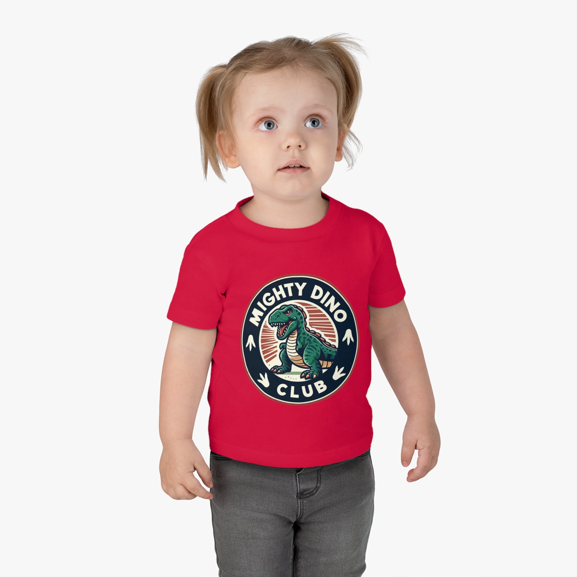 The Mighty Dino Club Infant Cotton Jersey Tee Red On Girl