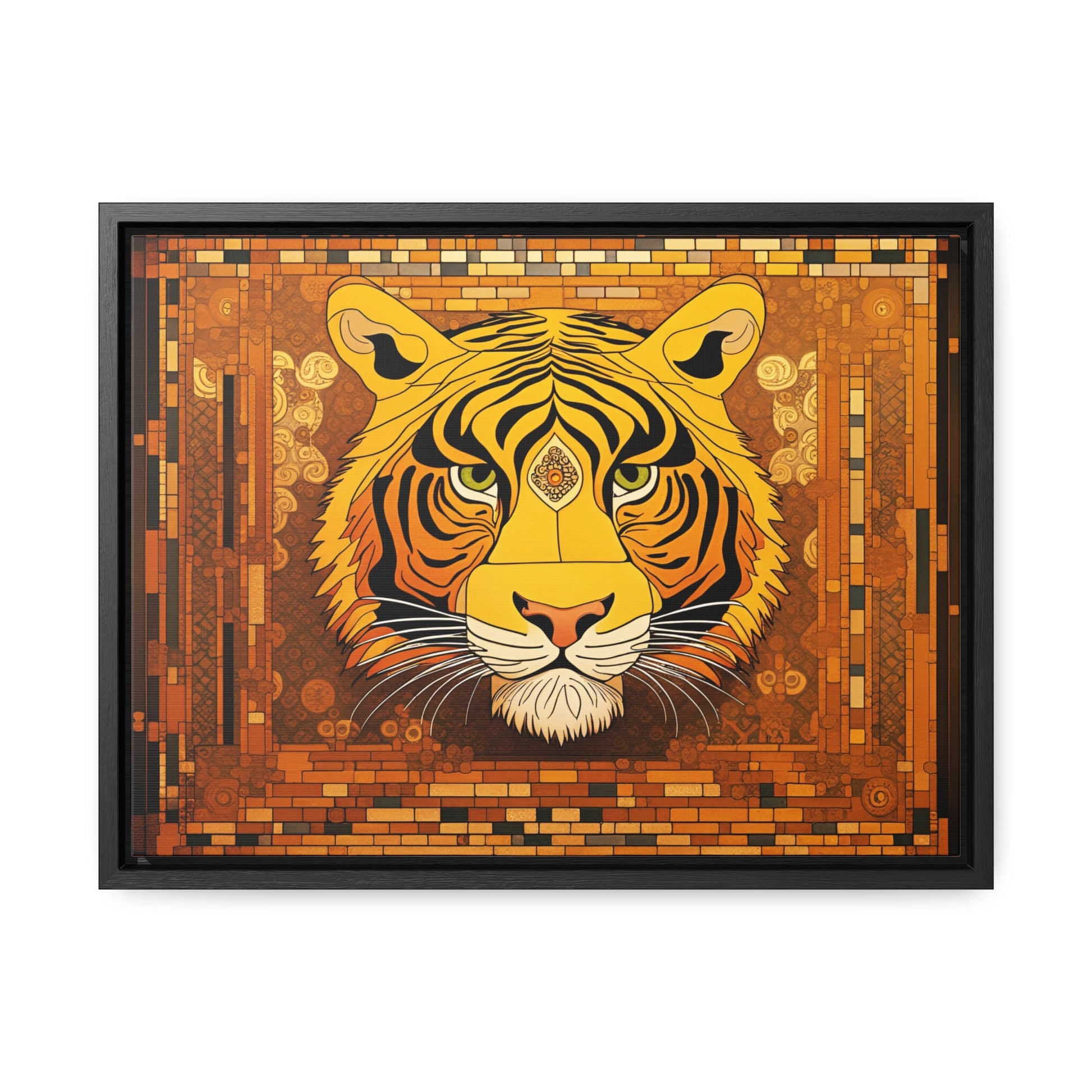 Tiger Head in the Style of Gustav Klimt Print on Canvas in a Floating Frame 16x12