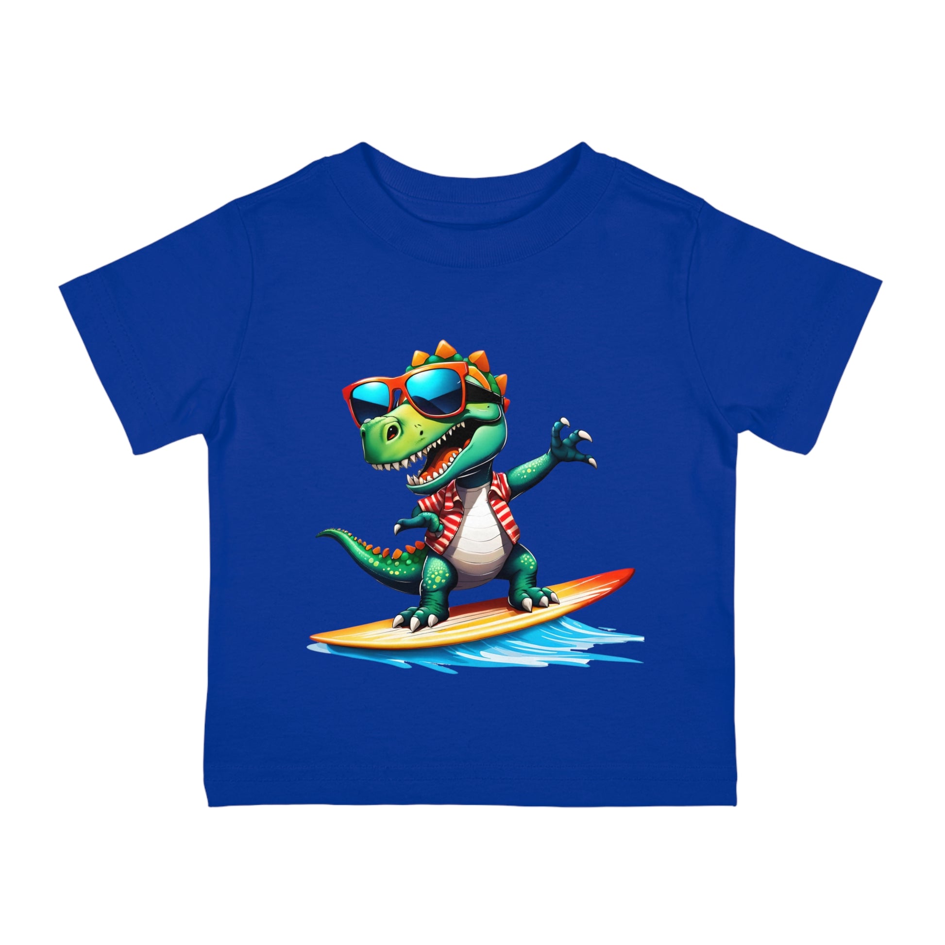 Toni the Dino Wave Catcher Infant Cotton Jersey Tee Royal Blue