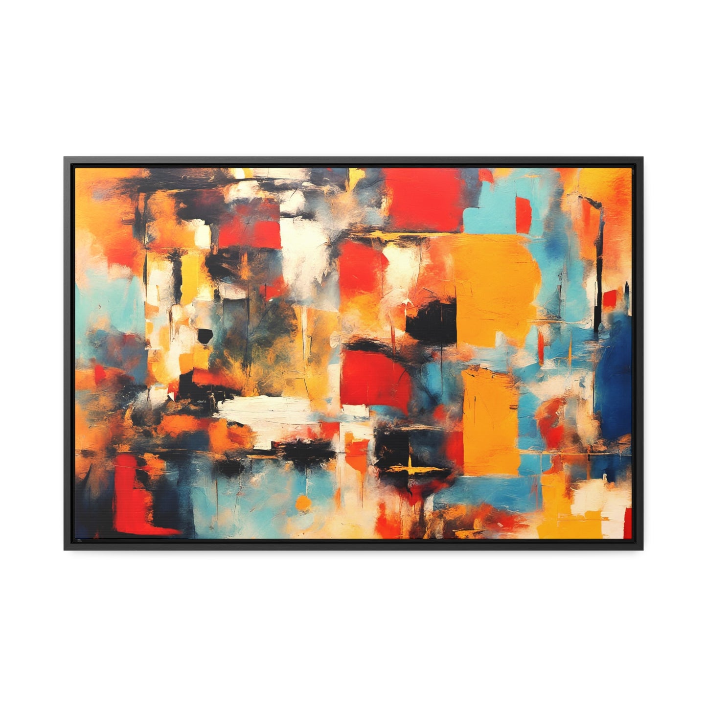 Modern Art Wall Print Reflection of Multicolor Patches in a Floating Frame 3 sizes available