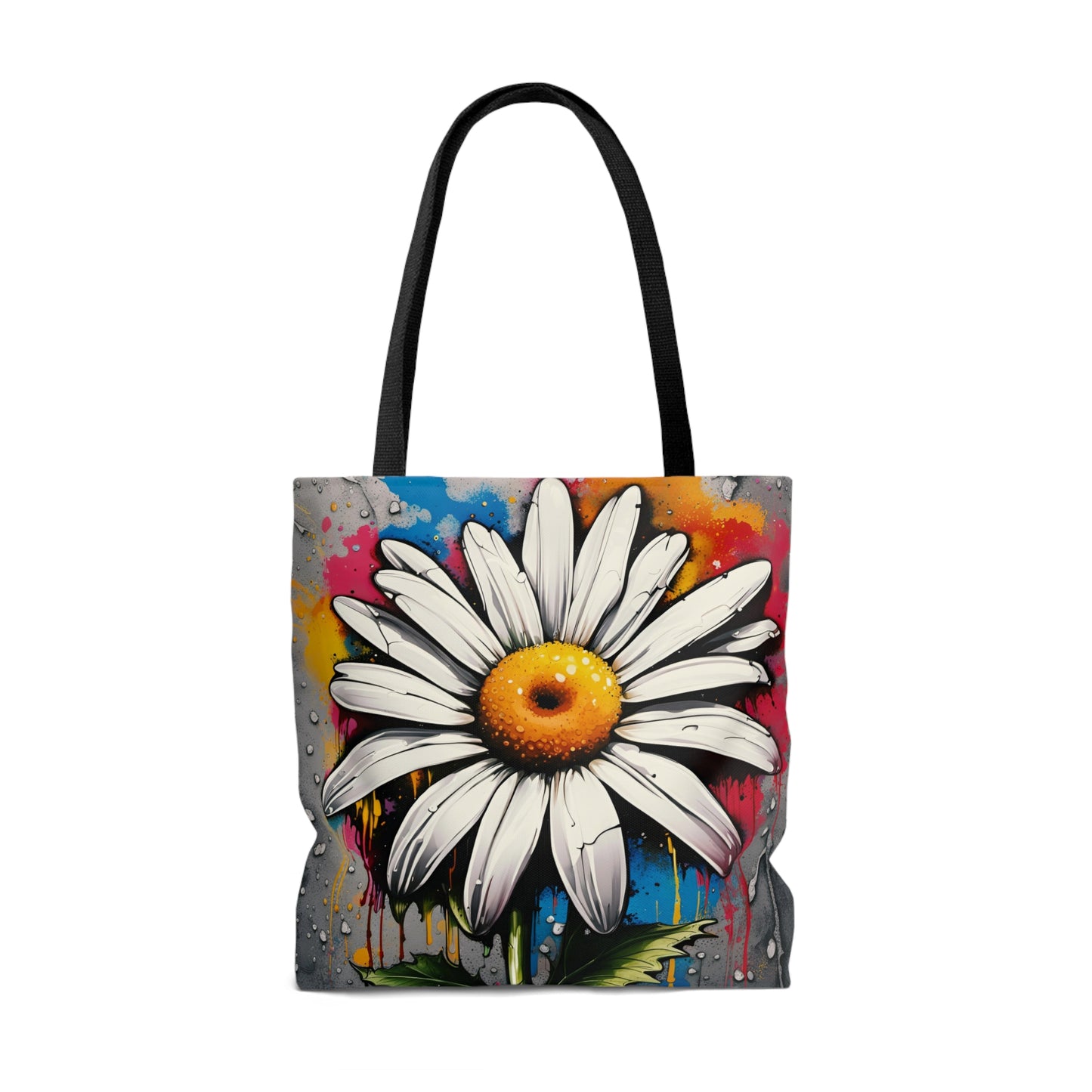 Street Art Style Graffiti Daisy Printed on Tote Bag Back