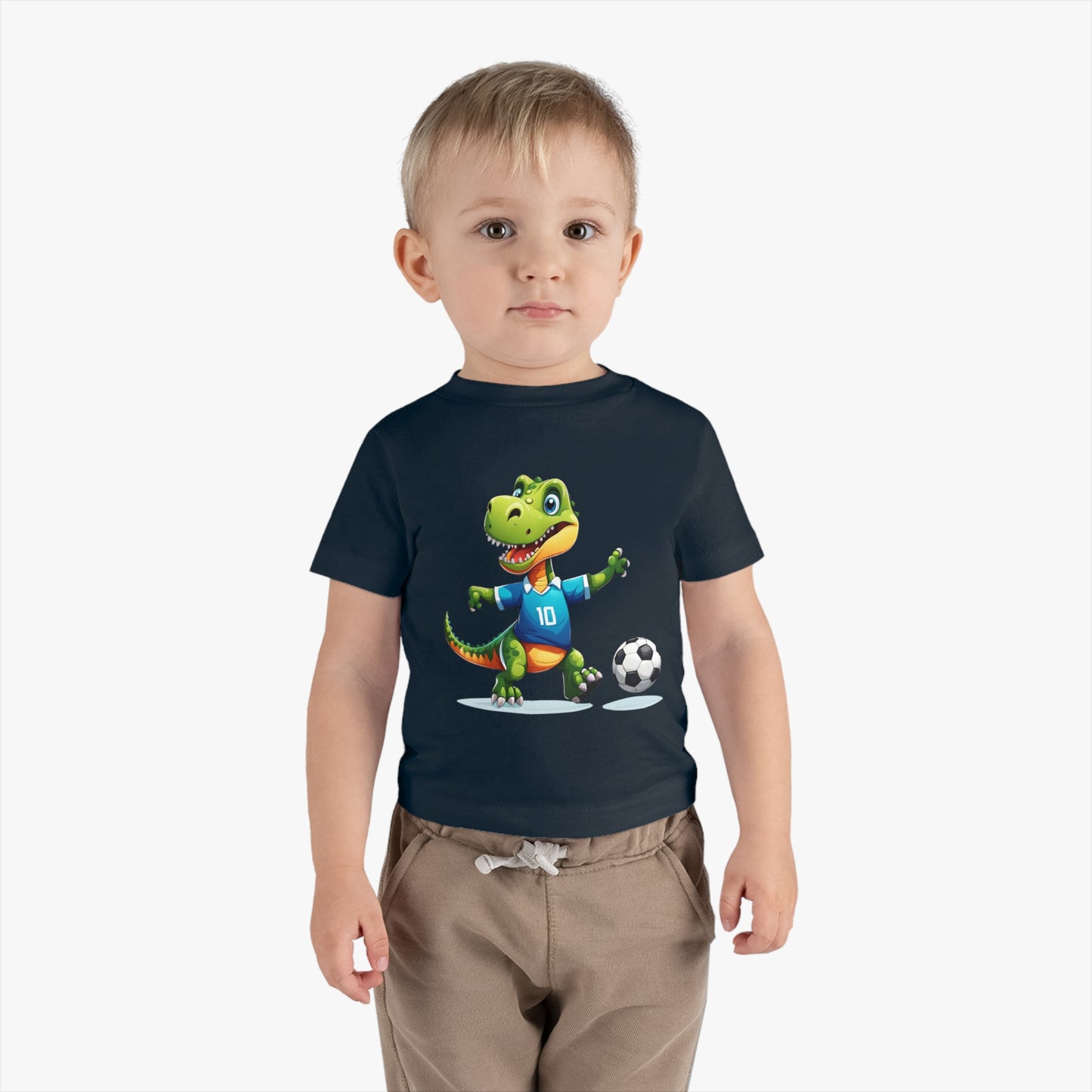 Soccersaurus Rex Infant Cotton Jersey Tee Navy Blue on Boy