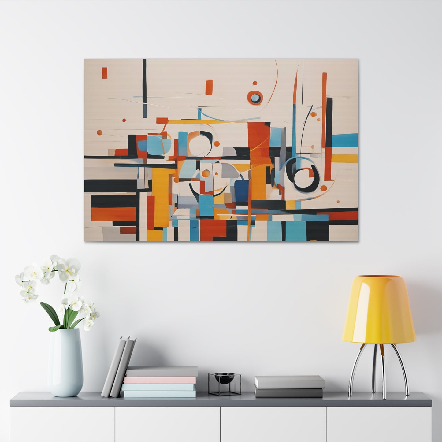 Mid Century Cubism Print on Unframed Stretched Canvas 48x32