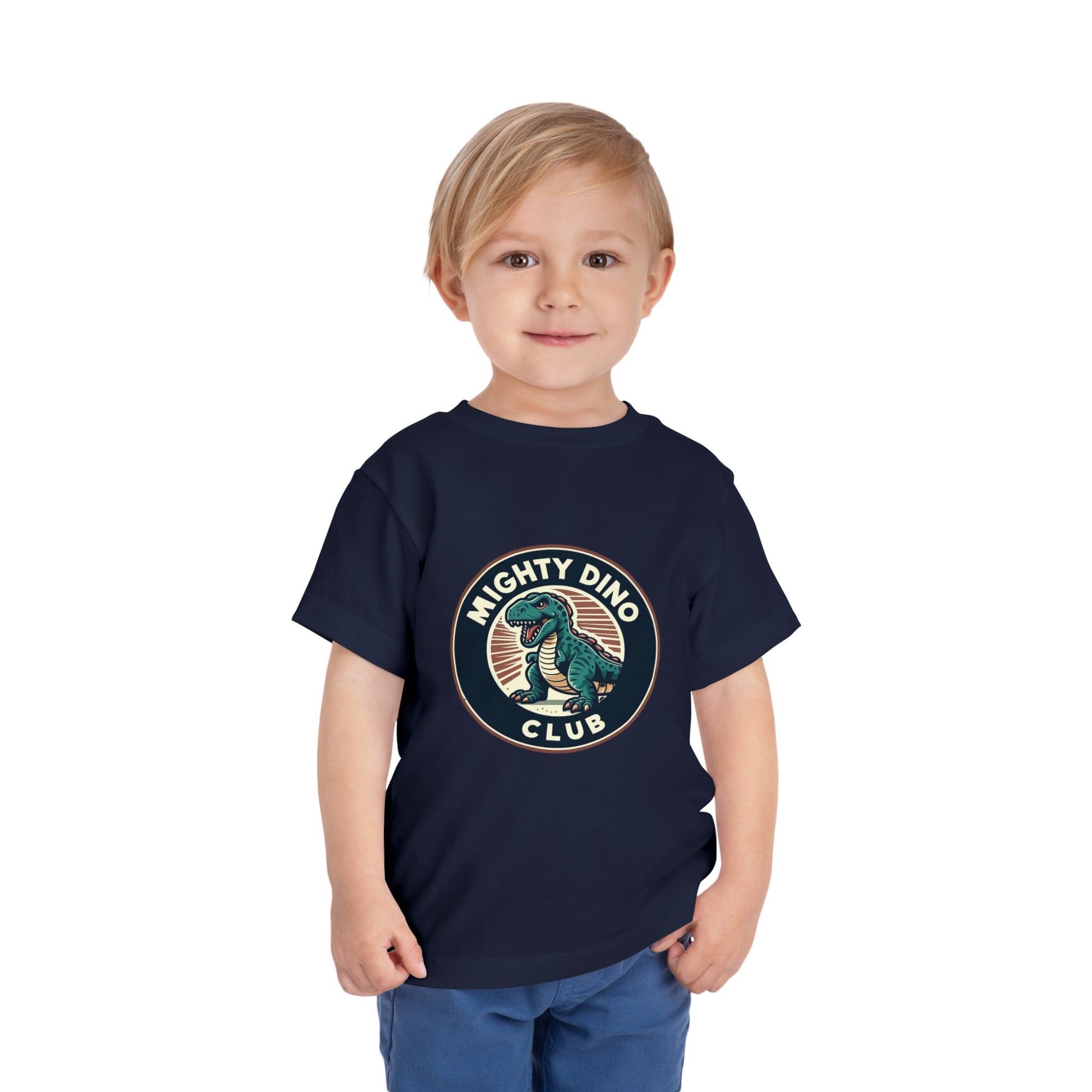 The Mighty Dino Club Toddler Short Sleeve Tee Navy Blue on Boy