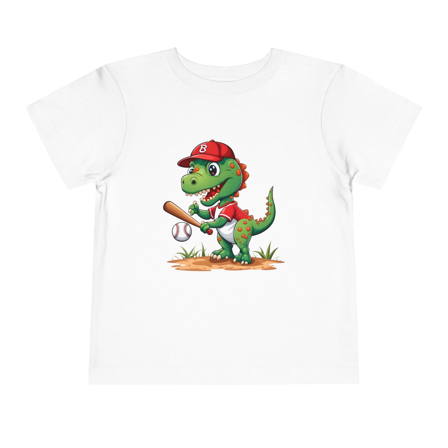 Spike the Dinosaur of Summer Toddler Short Sleeve Tee White