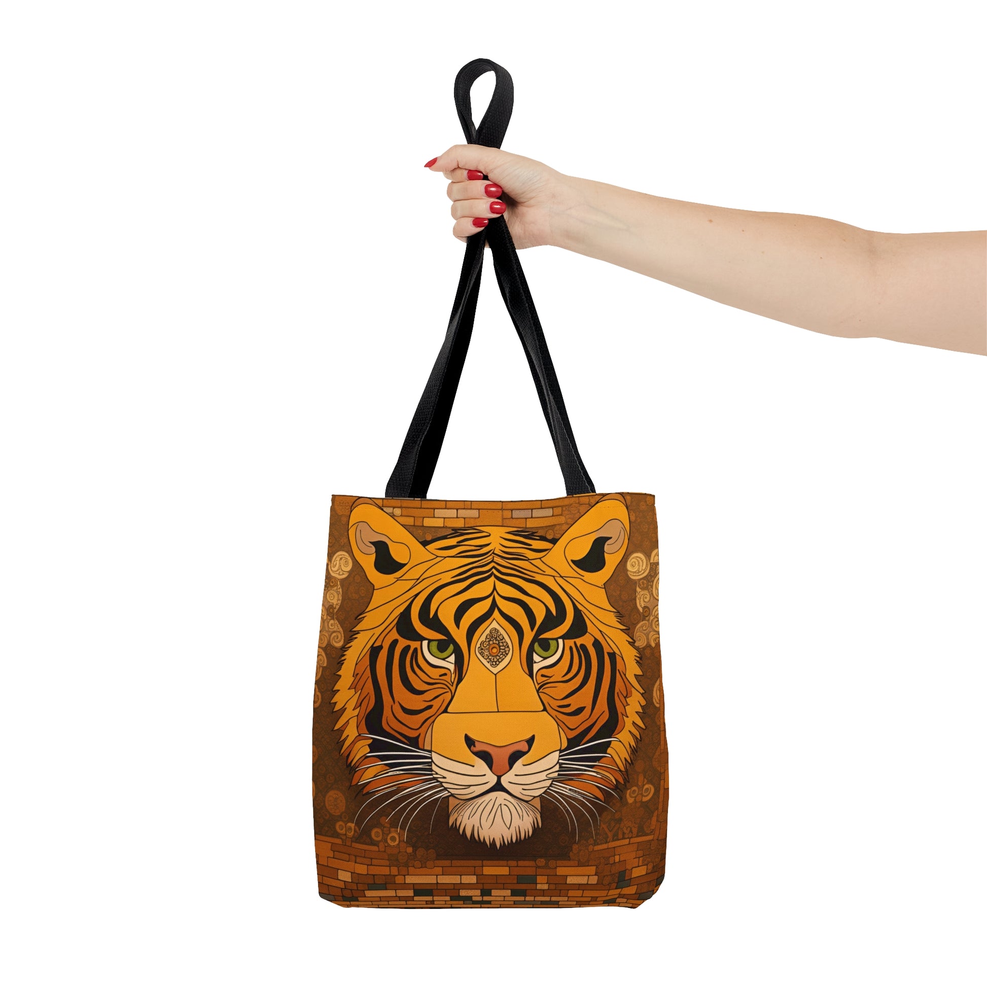 Tiger Head in the Style of Gustav Klimt Printed on Tote Bag small held