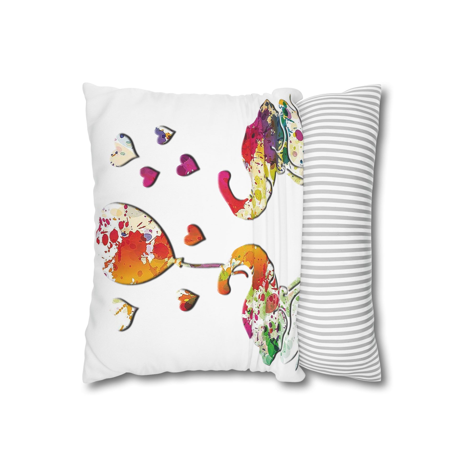 Colorful Baby Elephants and Balloons Replacement Pillow Cover