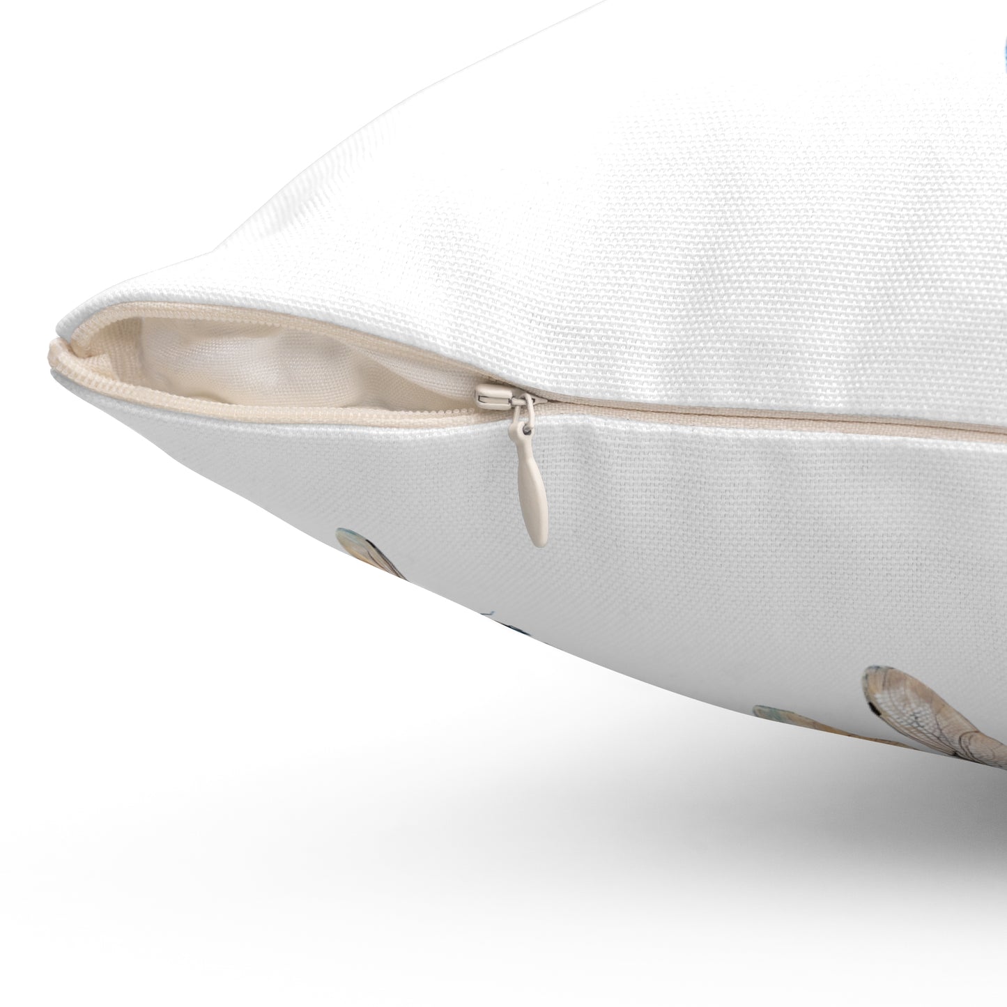 Double Sided Minimalist Square White Throw Pillow with Blue Dragonfly