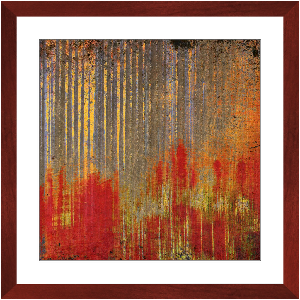 Rusted Corrugated Steel Print on Archival Paper in Cherry Color Wood Frame 20x20