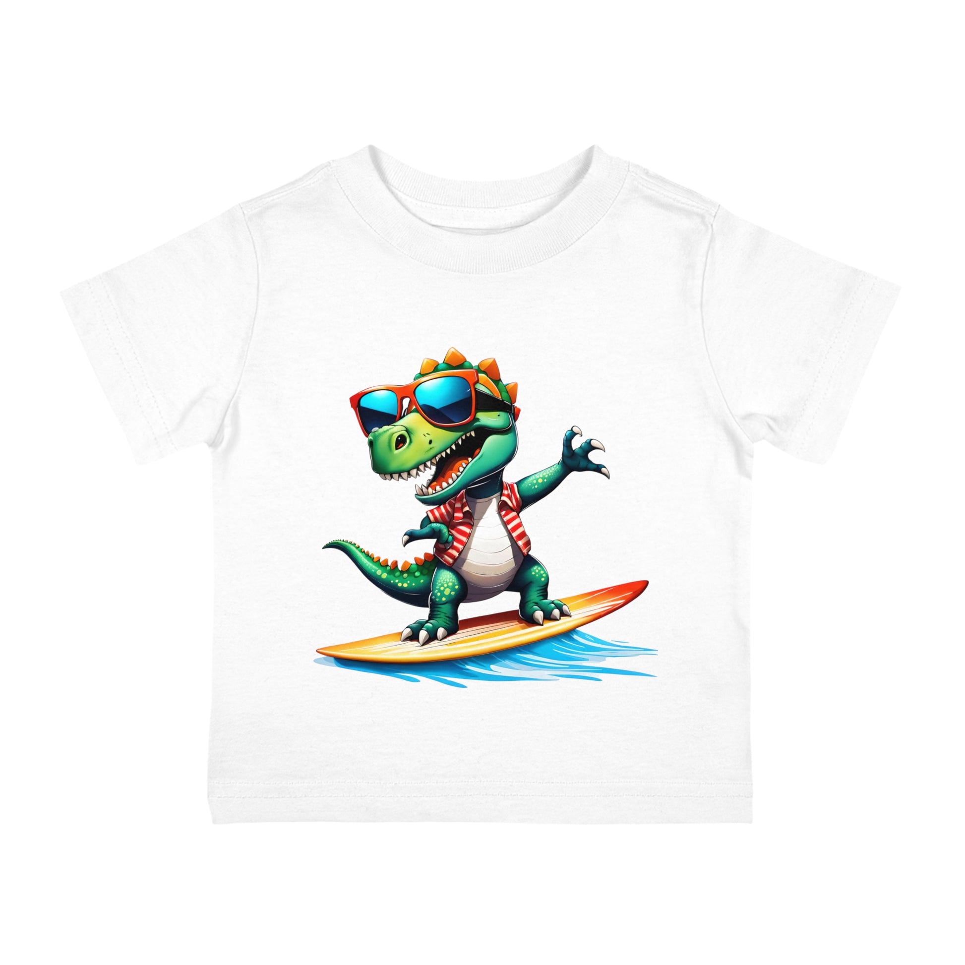 Toni the Dino Wave Catcher Infant Cotton Jersey Tee white