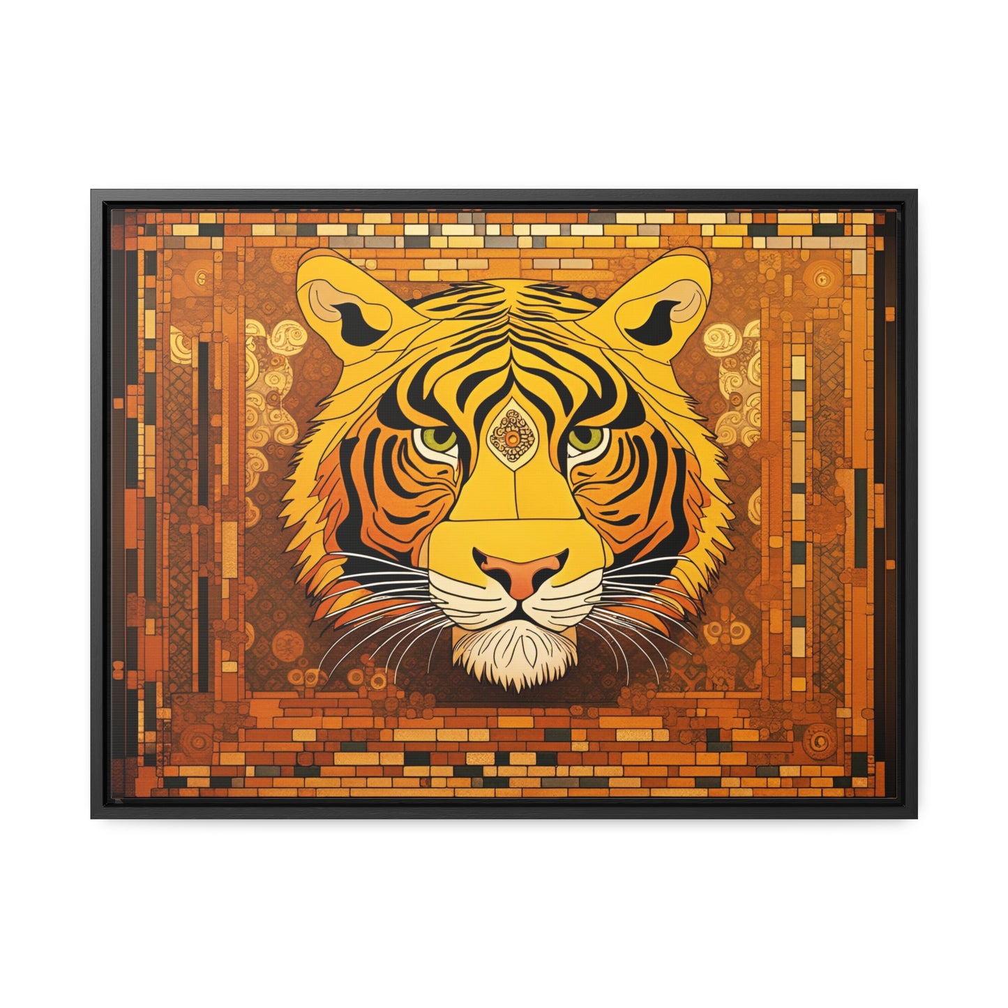 Tiger Head in the Style of Gustav Klimt Print on Canvas in a Floating Frame 24x18