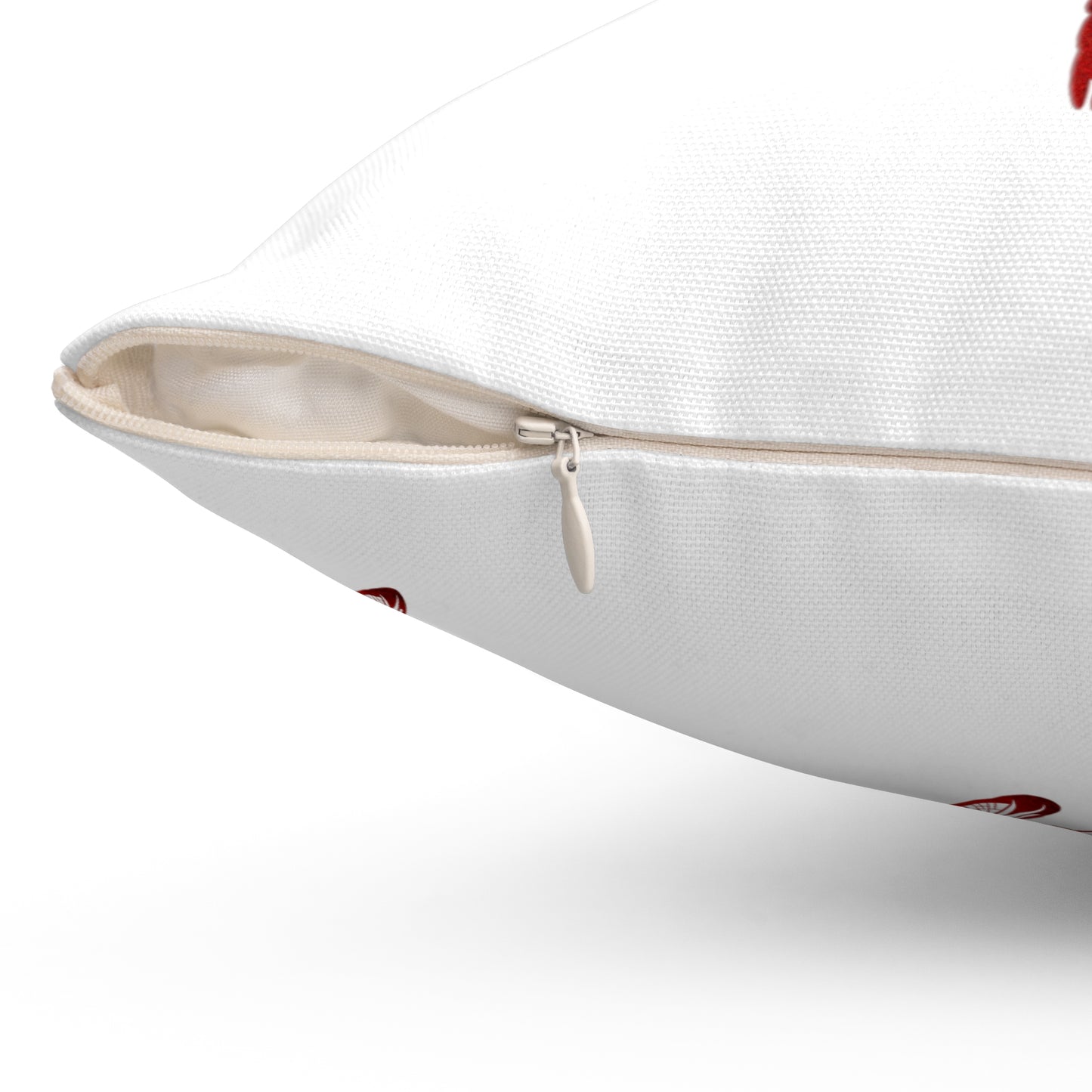 Lava Red Dragonfly on Minimalist Square White Decorative Pillow