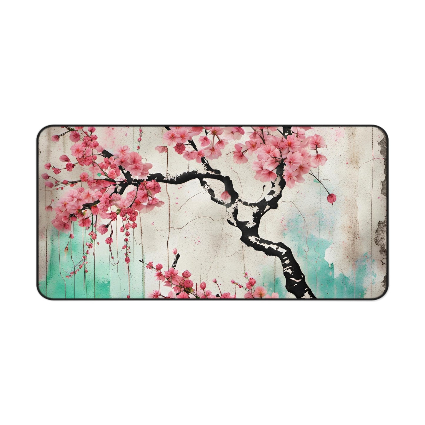 Cherry Blossoms Street Art Style Printed on Desk Mat 15x31