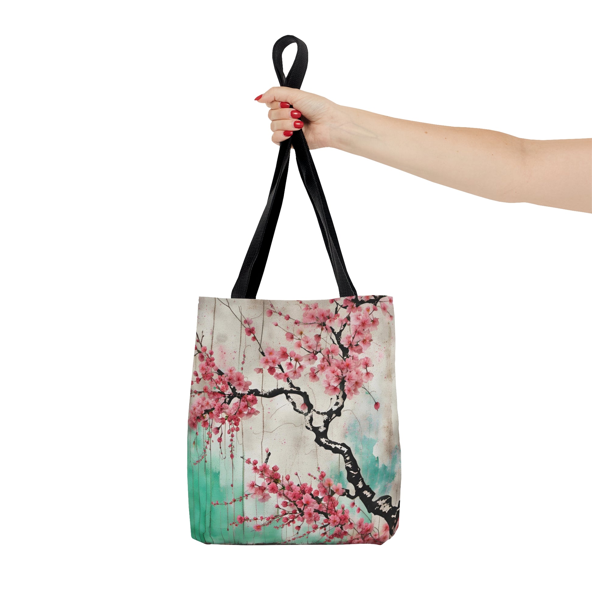 Floral Themed Bags and Travel Accessories - Street Style Cherry Blossoms Printed on Tote Bag small held