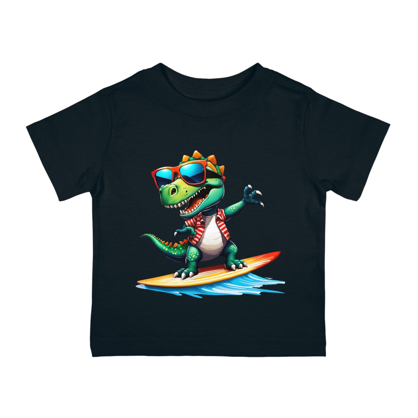 Toni the Dino Wave Catcher Infant Cotton Jersey Tee black