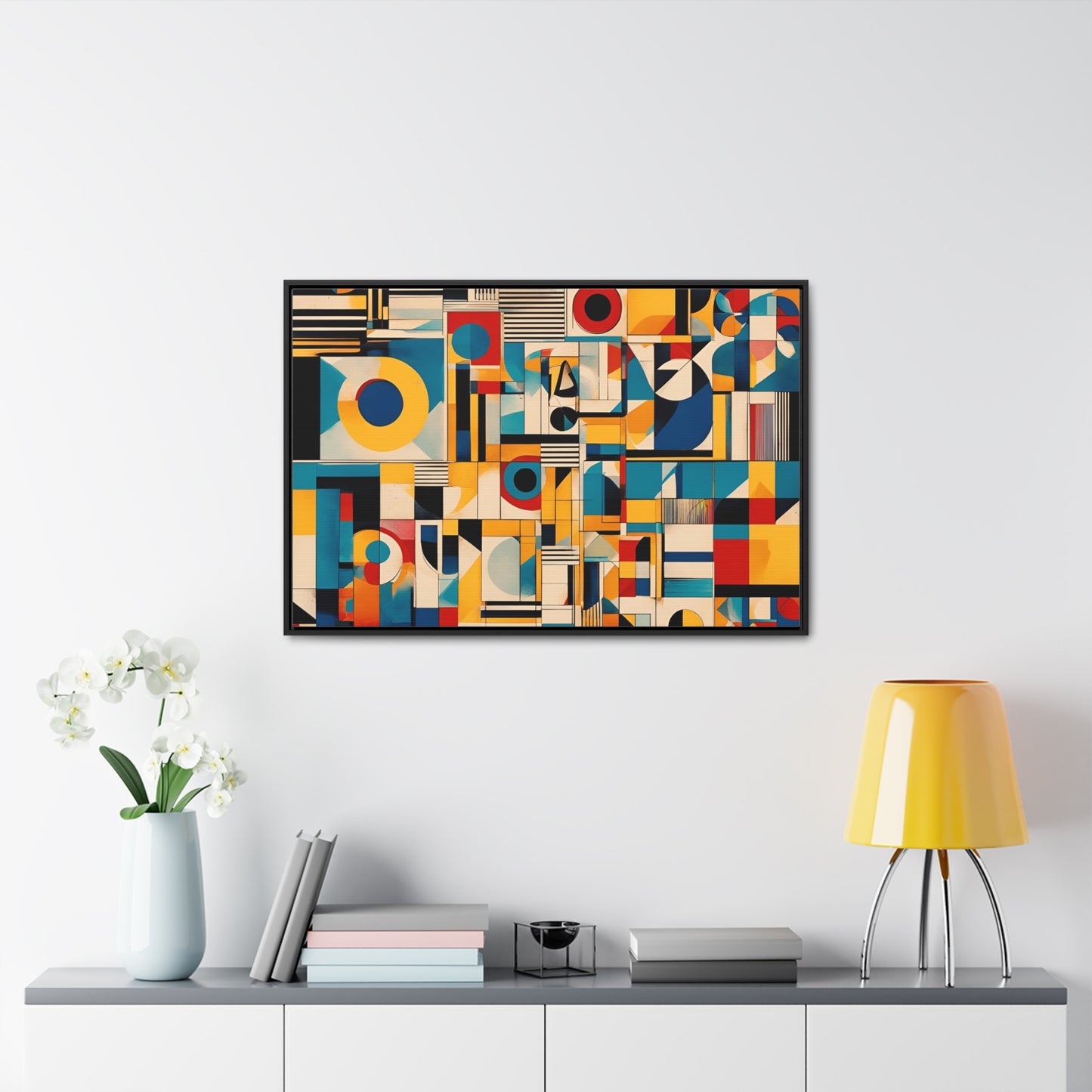 Bold Mid Century Modern Wall Art Print on Canvas in a Floating Frame 30x20