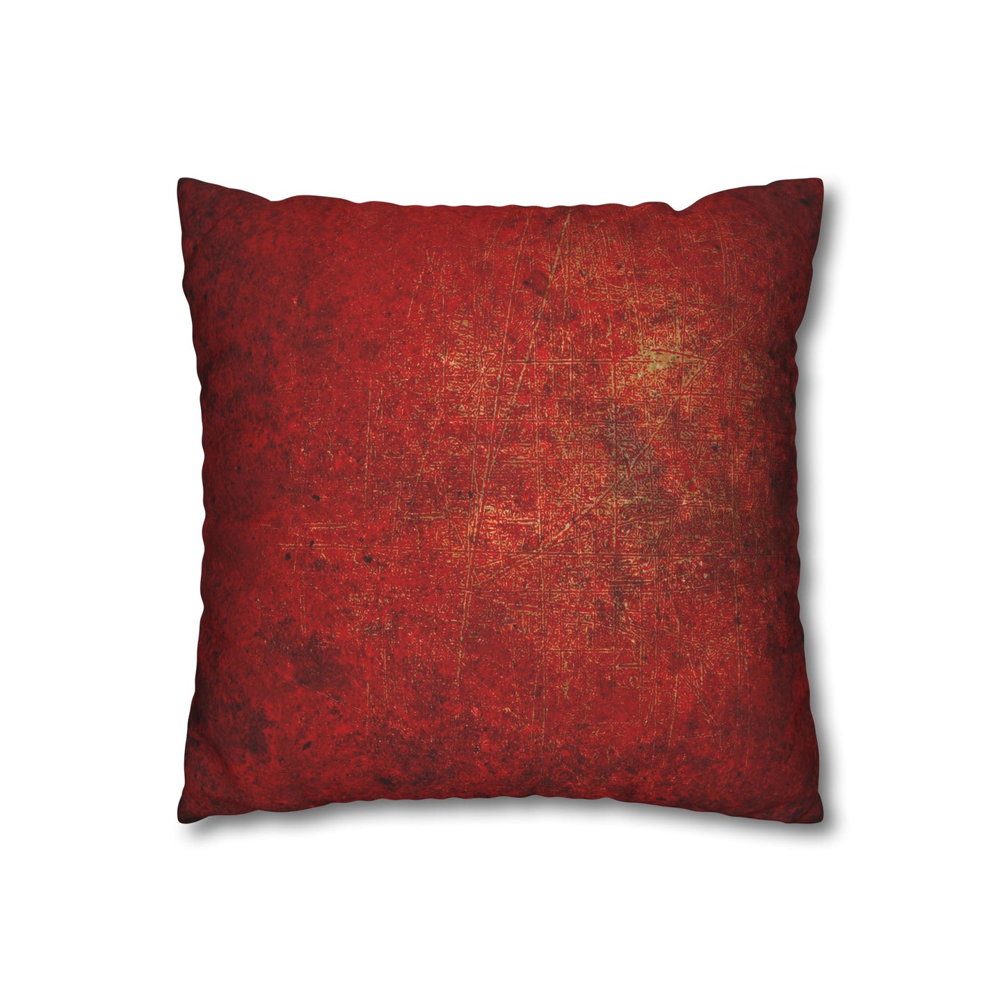 Meditation Themed Square Pillow Cover, Om Symbol Mandala Style Print on Lava Red Background Pillow Cover