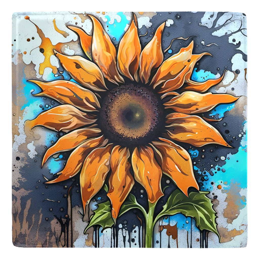 Street Art Style Sunflower Metal Fridge Magnet