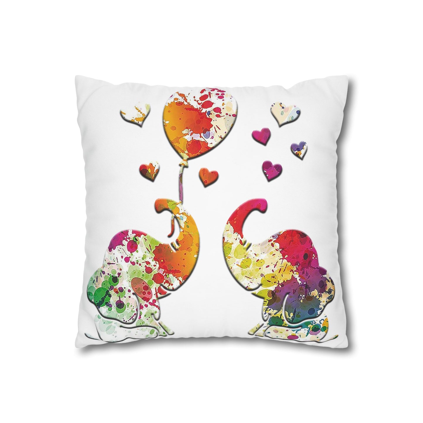 Colorful Baby Elephants and Balloons Replacement Pillow Cover back