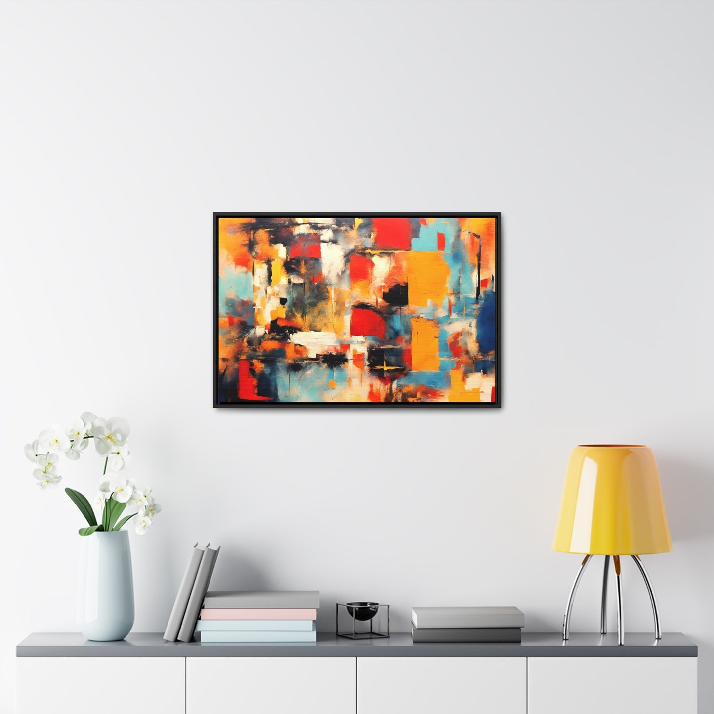 Modern Art Wall Print Reflection of Multicolor Patches in a Floating Frame 30x20