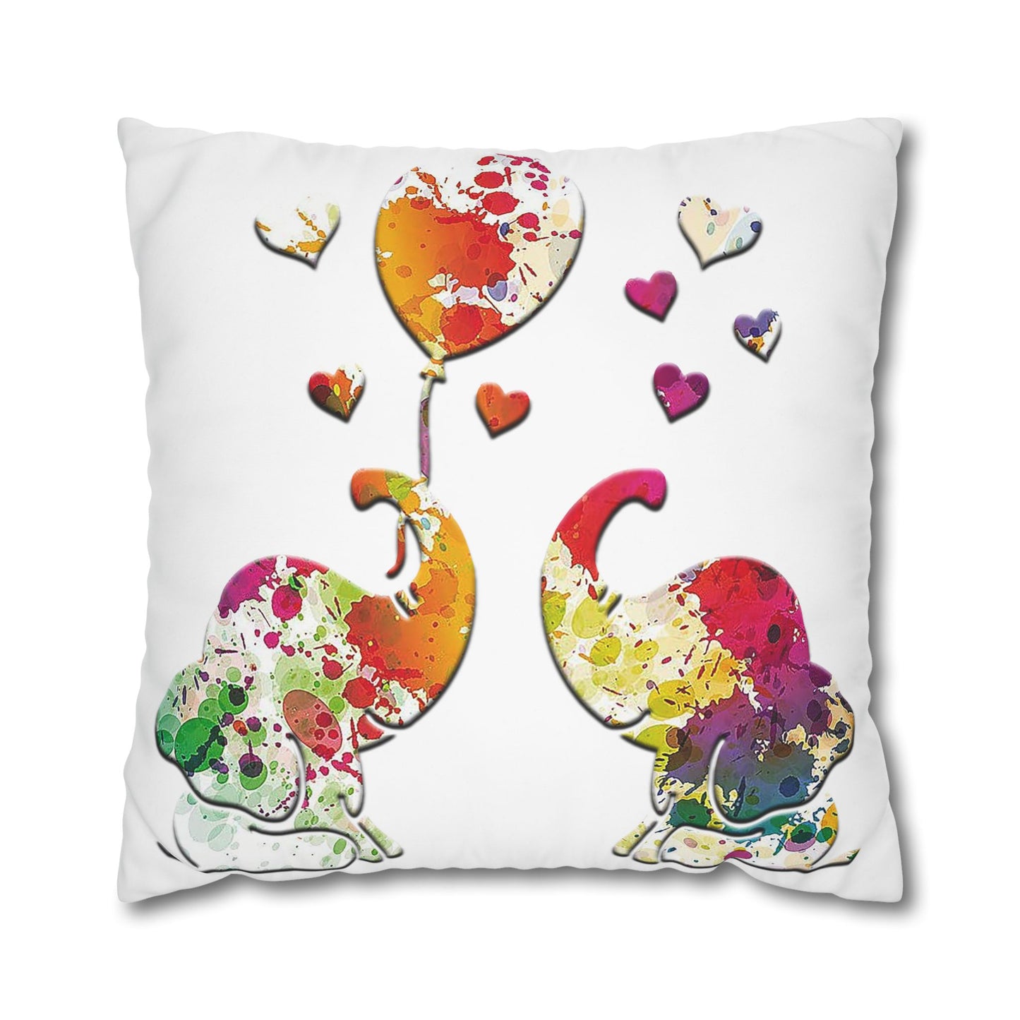 Colorful Baby Elephants and Balloons Replacement Pillow Cover with pillow inside