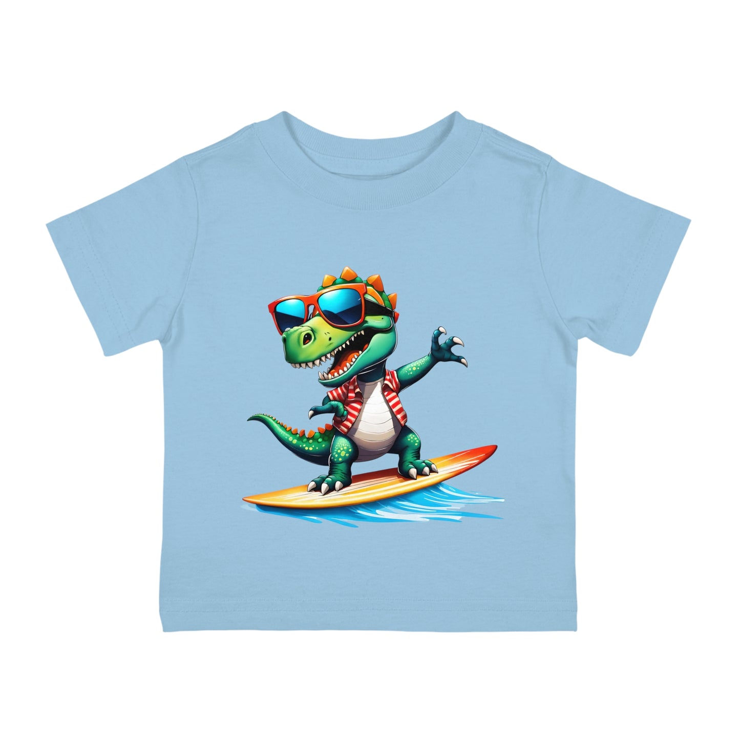 Toni the Dino Wave Catcher Infant Cotton Jersey Tee light blue