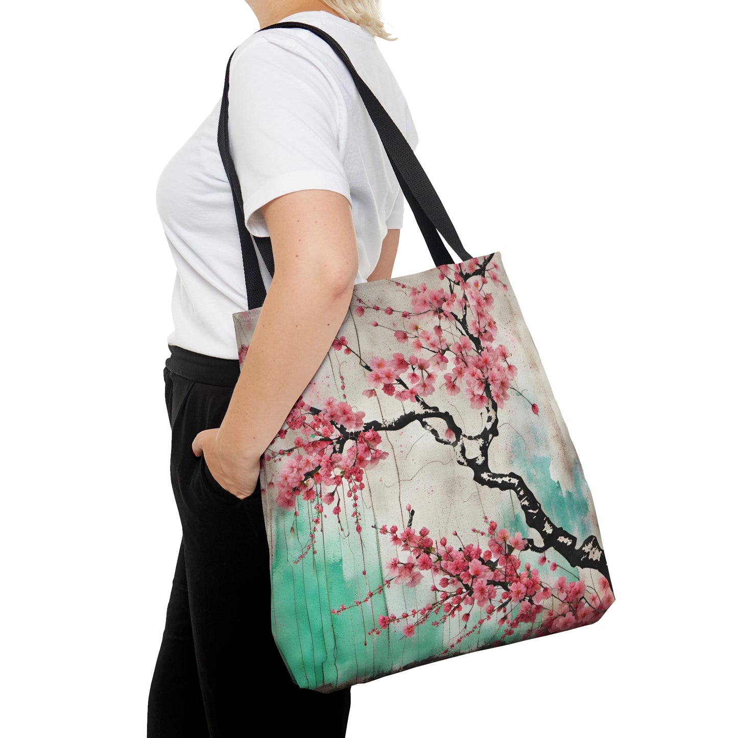 Floral Themed Bags and Travel Accessories - Street Style Cherry Blossoms Printed on Tote Bag large