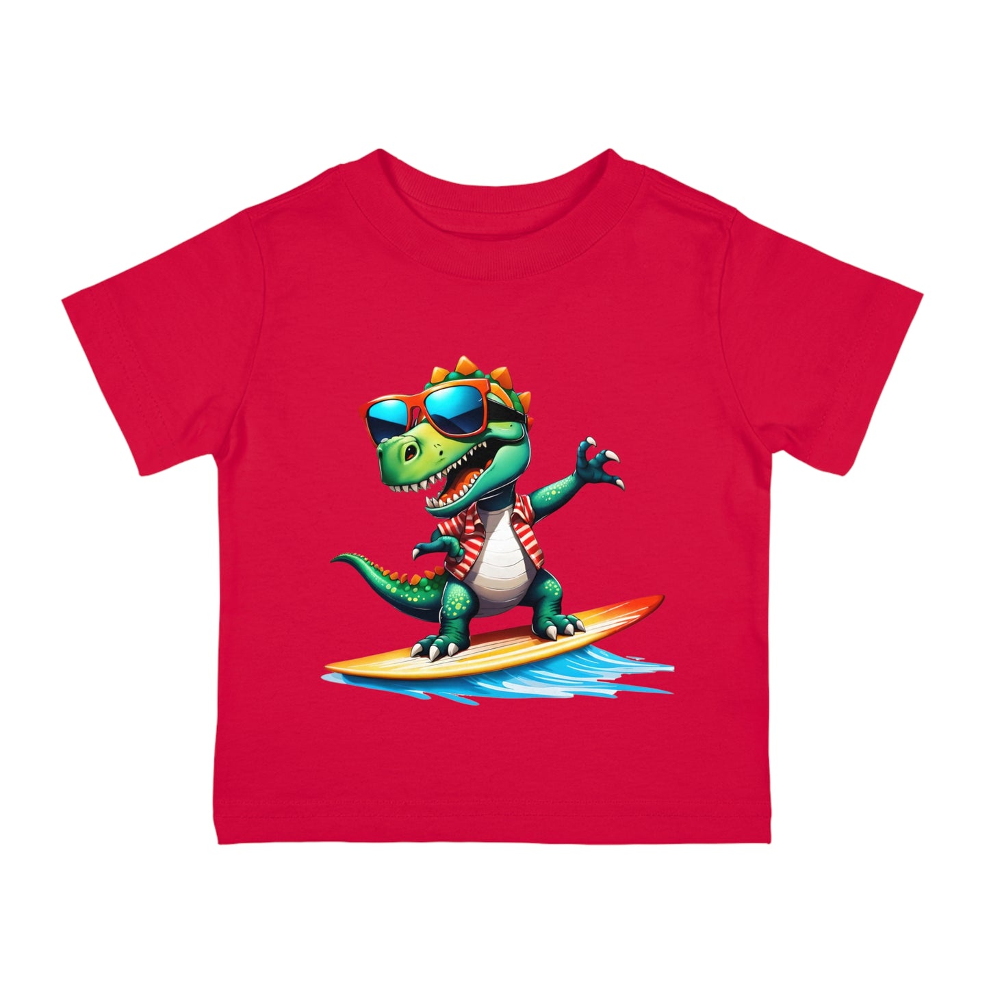 Toni the Dino Wave Catcher Infant Cotton Jersey Tee red