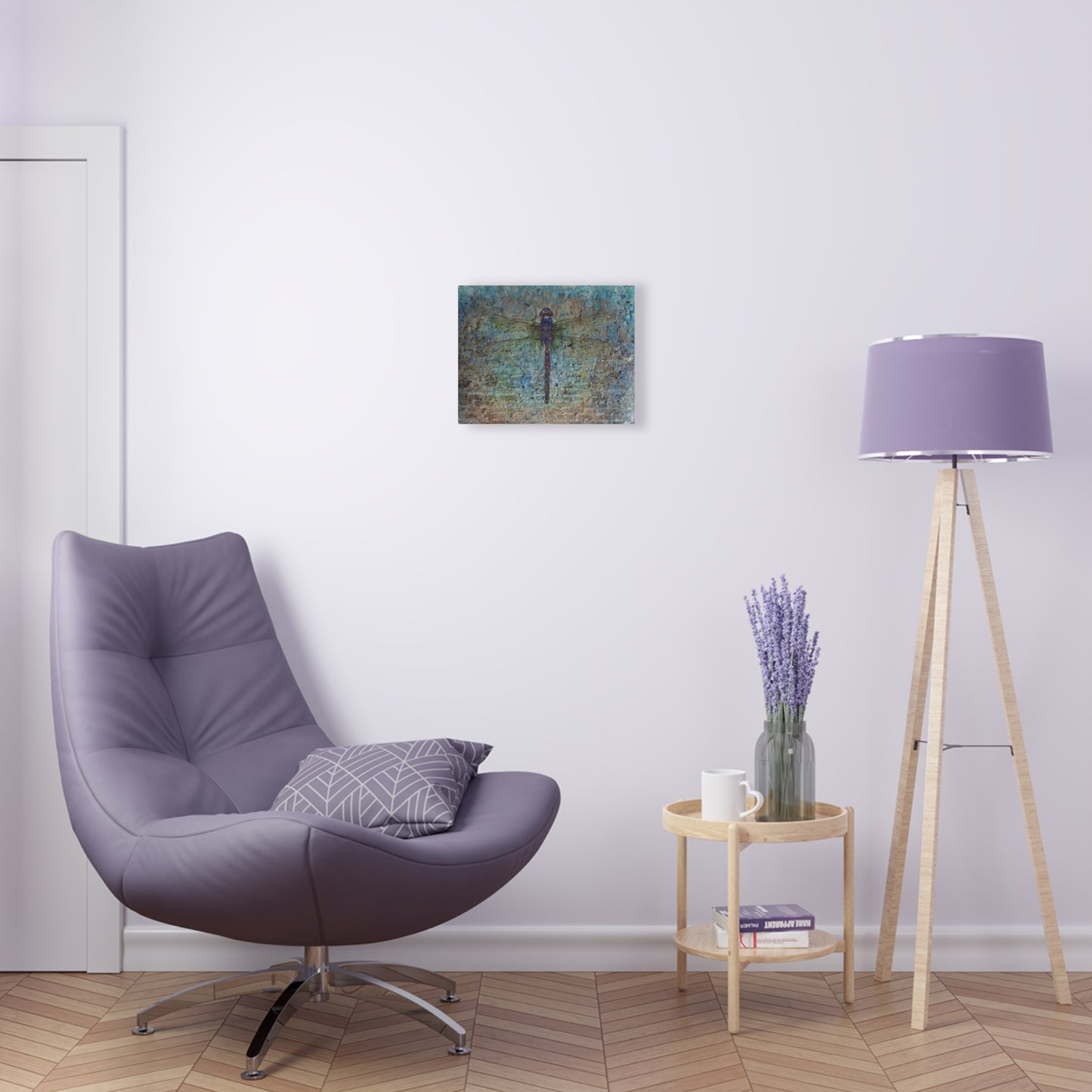 Dragonfly Themed Plexiglass Wall Art - Dragonfly on Distressed Multicolor Brick Wall Printed on a Crystal Clear Acrylic Panel