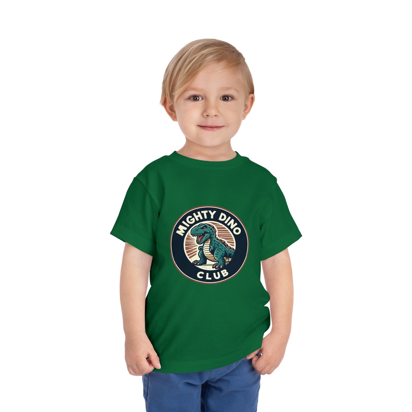 The Mighty Dino Club Toddler Short Sleeve Tee Kelly Green on Boy