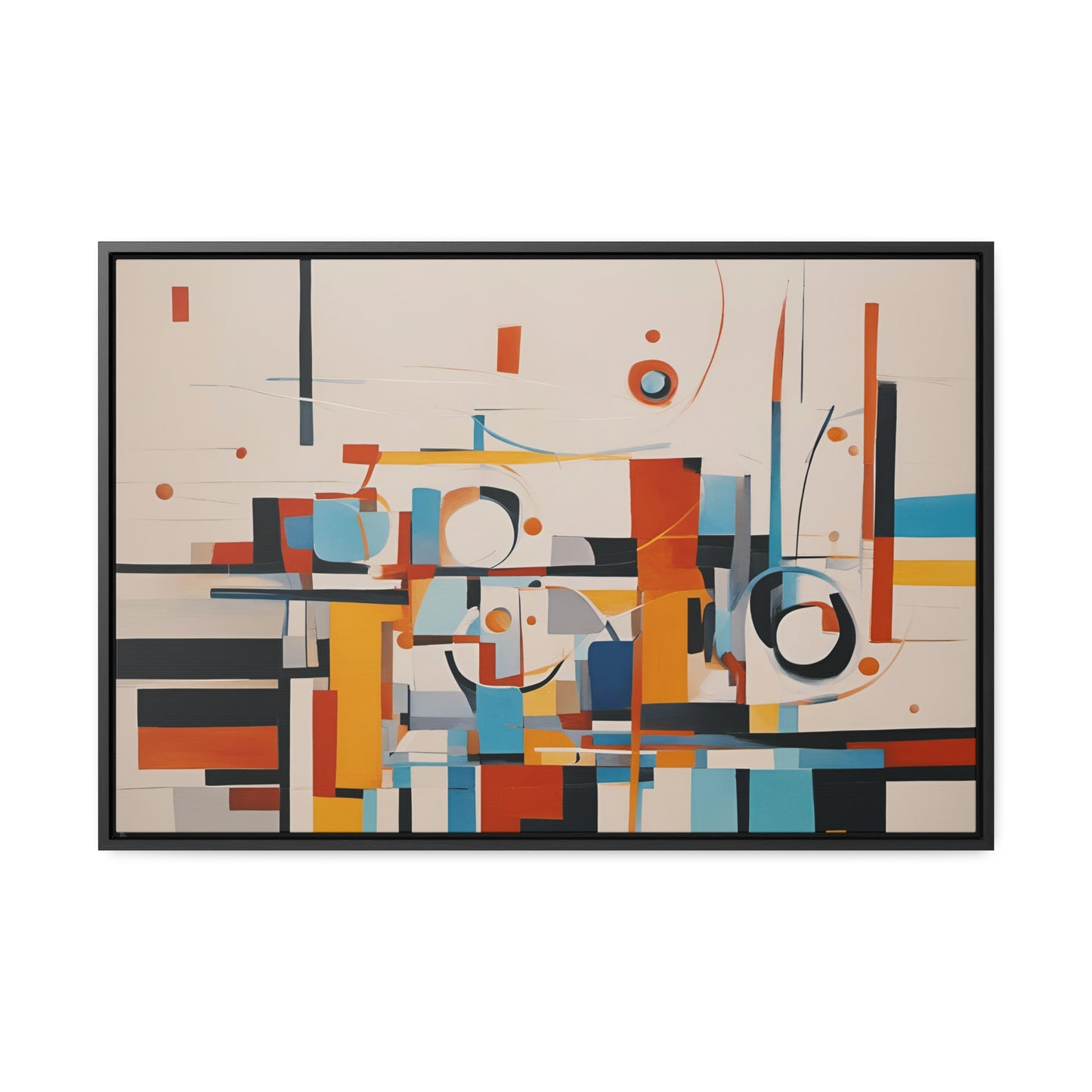 Modern Art Wall Print Mid Century Cubism Print on Canvas in a Floating Frame 3 sizes available