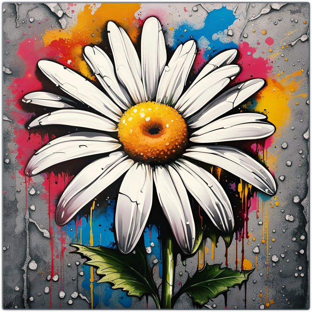 Street Art Style Daisy Printed on Recycled Aluminum 5 sizes available