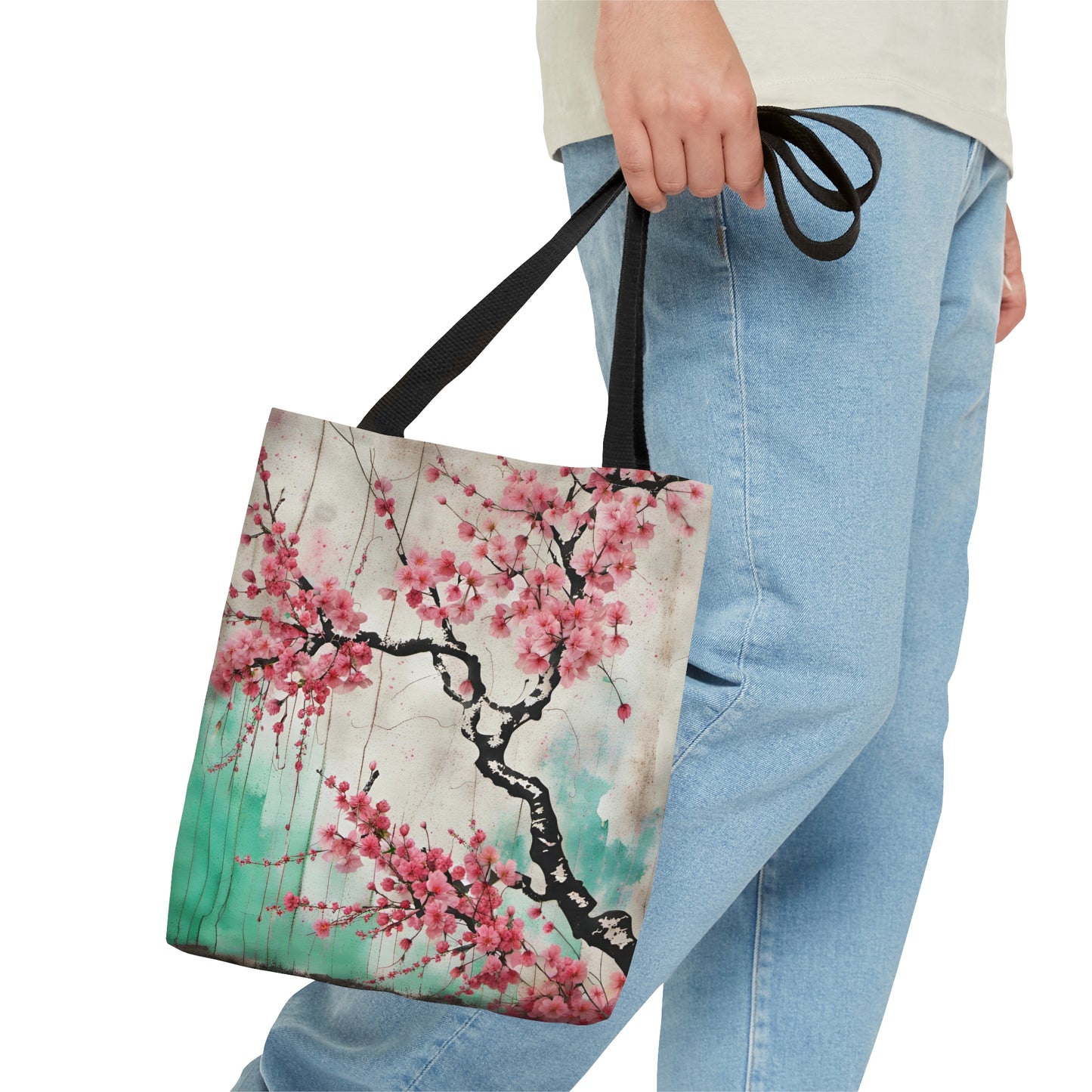 Floral Themed Bags and Travel Accessories - Street Style Cherry Blossoms Printed on Tote Bag