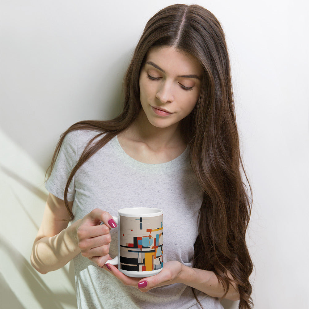 Abstract Art on a Mug Multicolor Explosion Print on a Coffee Cup 15oz with woman