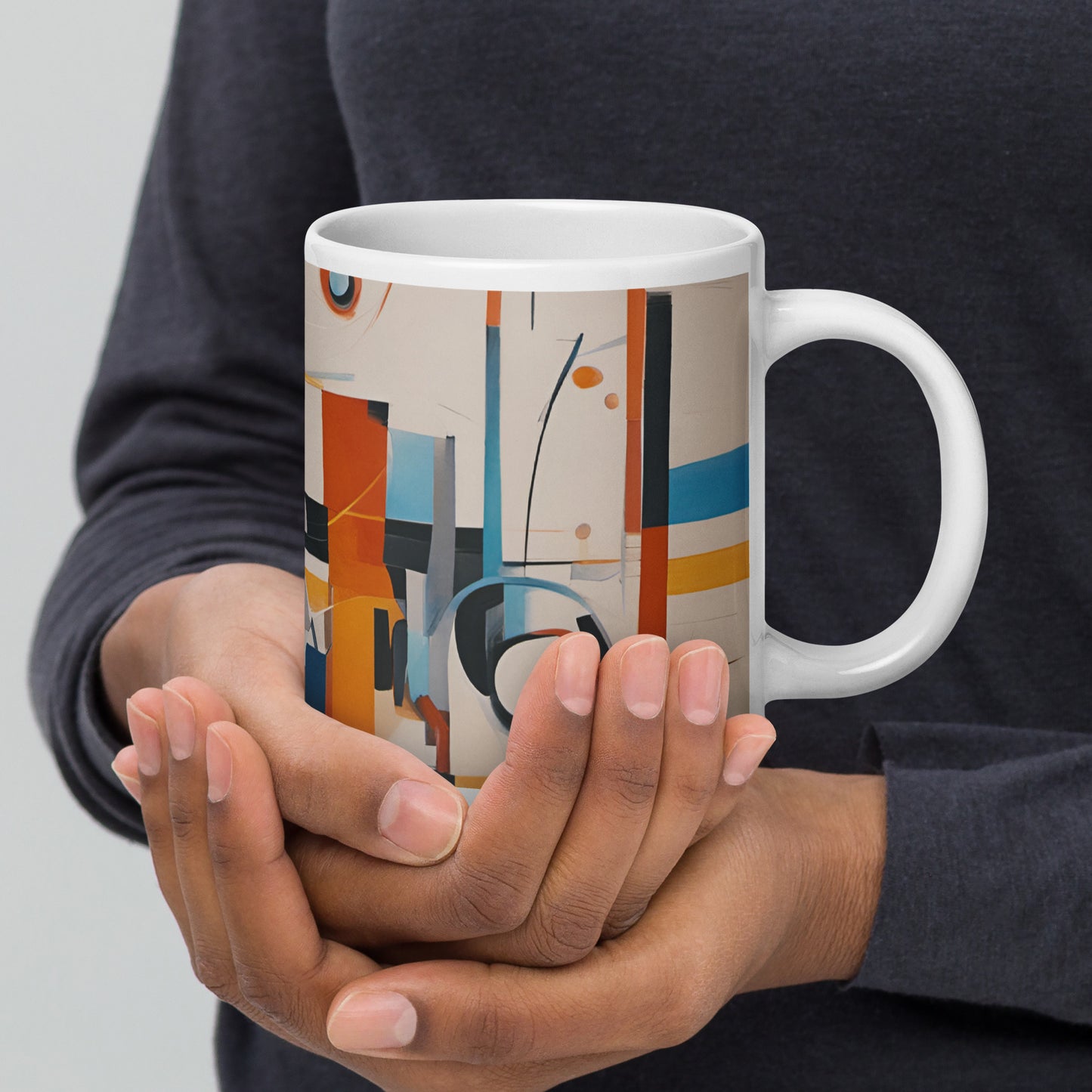 Abstract Art on a Mug Multicolor Explosion Print on a Coffee Cup20oz on hand