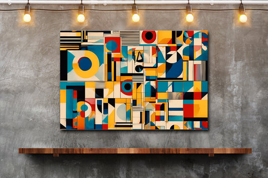 Bold Mid Century Modern Wall Art, Cubism Print on Recycled Aluminum hung