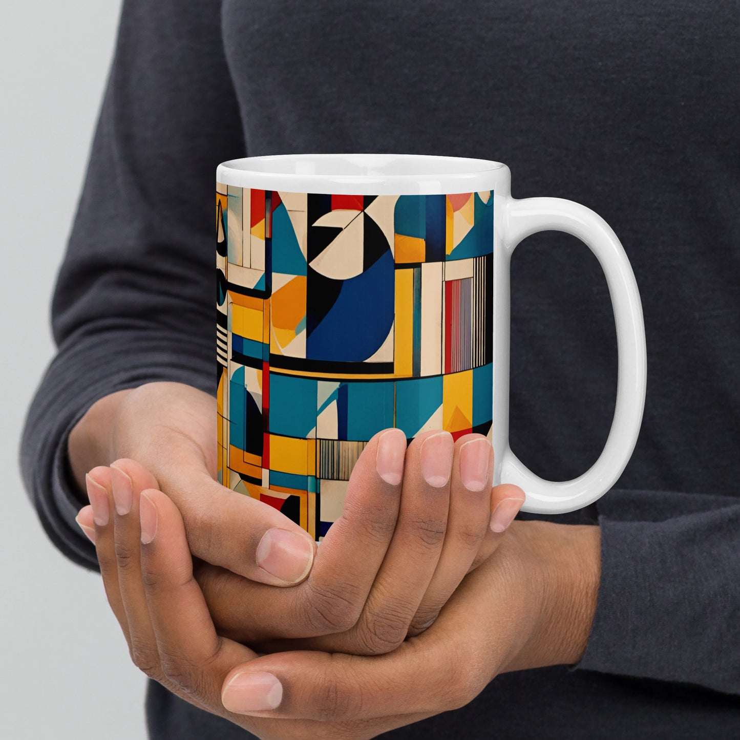 Bold Mid Century Modern Art Print on Ceramic Coffee Mug, Drinkware for Art Lover