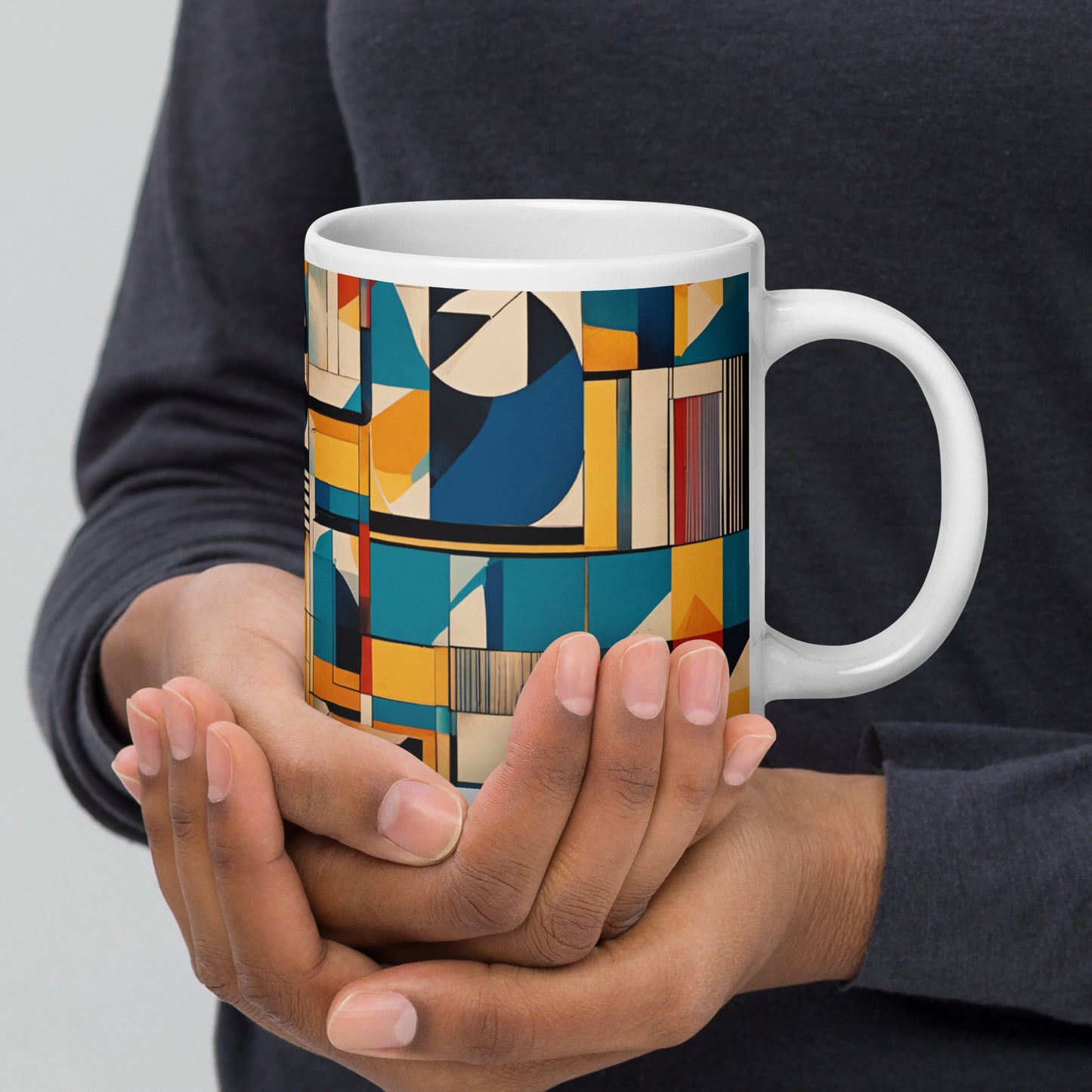 Bold Mid Century Modern Art Print on Ceramic Coffee Mug, Drinkware for Art Lover