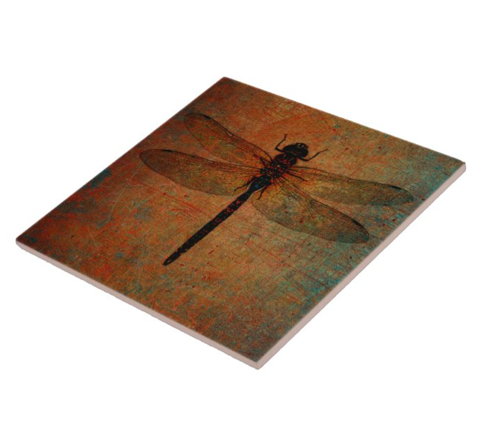 Brown Dragonfly Print on a 8 by 8 Ceramic Tile