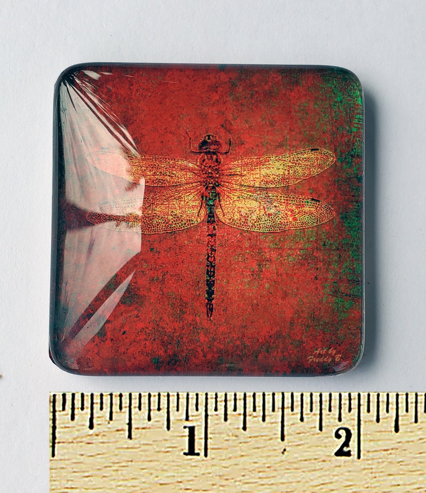golden dragonfly glass magnet