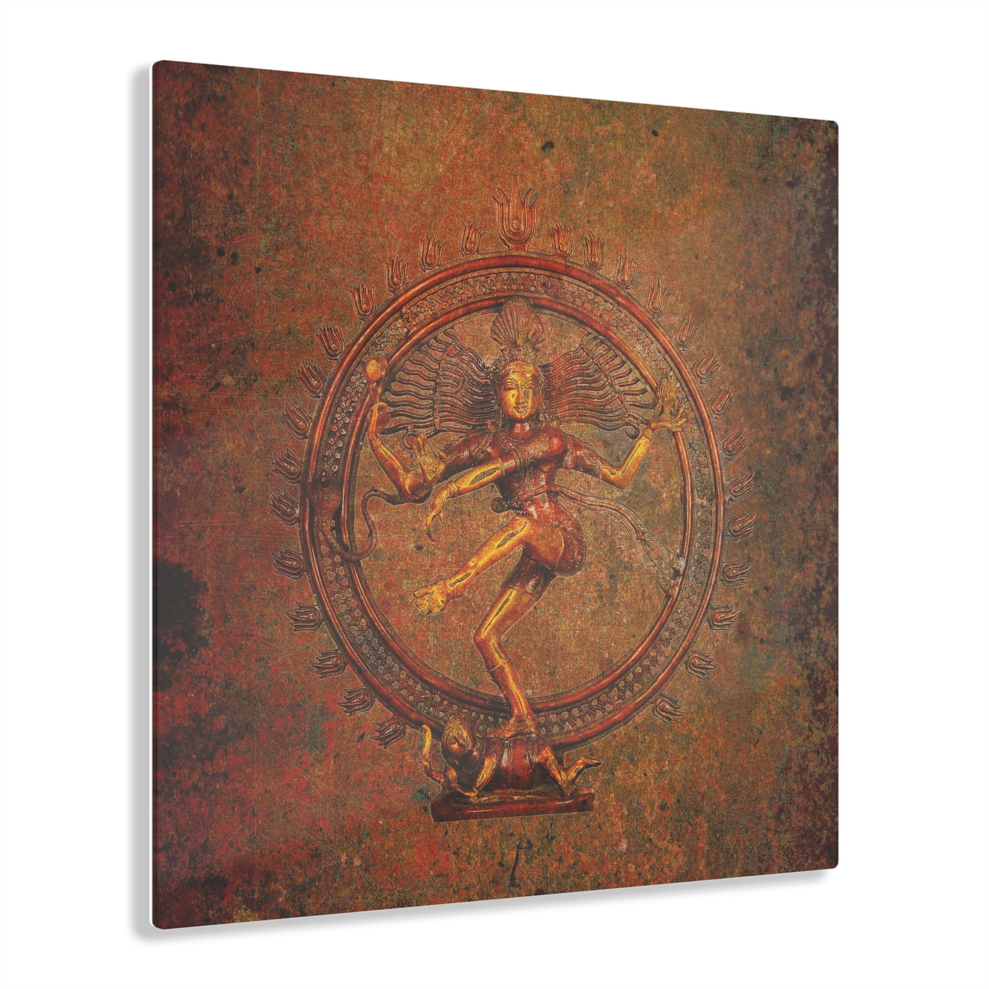 Hindu God Shiva on a Distressed Stone Background Printed on a Crystal Clear Acrylic Panel