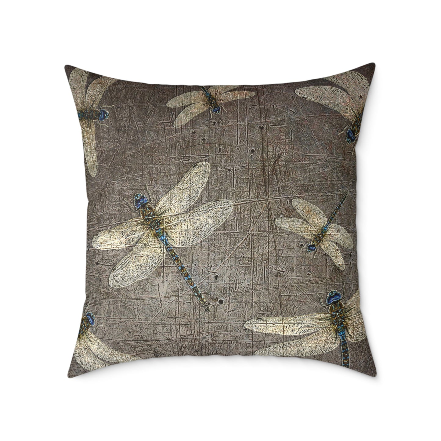 Large Double Sided Throw Pillow Dragonfly on Distressed Grey Stone Print - Dragonfly Themed Home Decor back