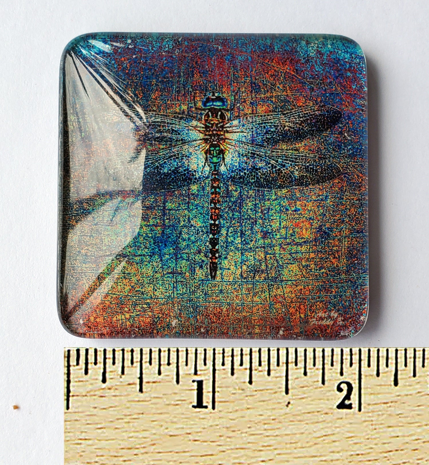multicolor dragonfly glass magnet