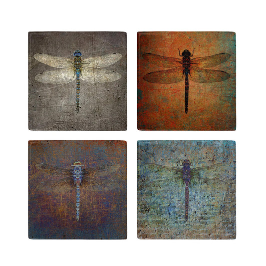 Metal Fridge Magnets Dragonflies Print Collection Set Of 4 Magnets
