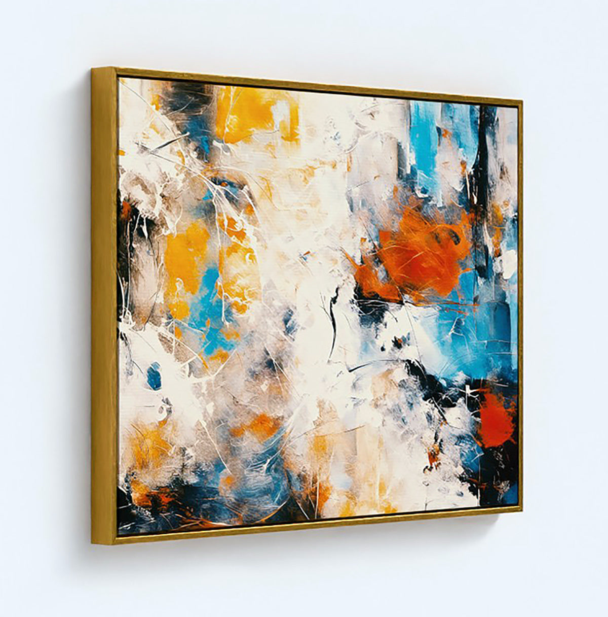 Modern Art Themed Decor.  Storm Print on Canvas in a Gold Floating Frame. Can be Hung Vertically or Horizontally