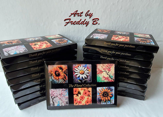 Wholesale Only - 18 Set of 6 Acrylic Magnets, The Flowers Collection - Free Shipping in the USA